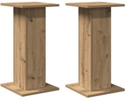 vidaXL - Speakerstandaards - 2 - st - 30x30x60 - cm - hout - artisanaal - eikenkleurig