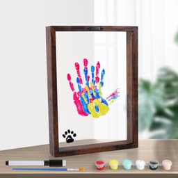 Jhubers Goods - Familiehandafdrukkit - DIY Handafdrukframe - Nieuwe Ouderscadeaus - Hout - Verwachte Ouders - Kinderen - Vrienden - 6 Verfkleuren - Geschikt voor Familie Handafdrukken — thumbnail 1
