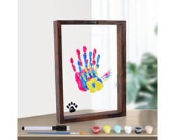 Jhubers Goods - Familiehandafdrukkit - DIY Handafdrukframe - Nieuwe Ouderscadeaus - Hout - Verwachte Ouders - Kinderen - Vrienden - 6 Verfkleuren - Geschikt voor Familie Handafdrukken