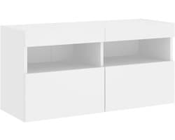 Wandmeubel voor TV met LED Verlichting 80x30x40cm Wit, Zwevend Mediasysteem