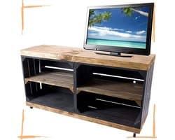 Multifunctionele TV-kast met wielen en vintage kisten design 100 cm x 30 cm x 50 cm