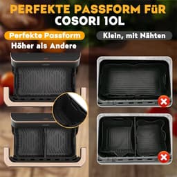 Heteluchtfriteuse accessoires Gescht voor Cosori Dual Blaze TwinFry XXL 10 l - Cosori heteluchtfriteuse 10 l siliconen vorm accessoires (1 x 10 l en 2 x 5 l) - met grillrooster, andere accessoires — thumbnail 6