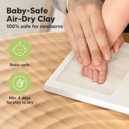 Baby Hand- en Voetafdrukherinneringskader – Leem Set voor Pasgeborenen – Babykamer Decoratie — thumbnail 5