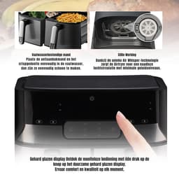 MMP® Dubbele Airfryer - Heteluchtfriteuse - Duo Airfryer - 9 L - 35x39x31cm - Zwart — thumbnail 3