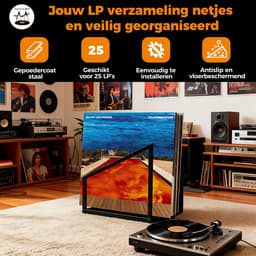 Pinguïn Records LP opbergsysteem – Vinyl Nest Mini – LP platenrek geschikt voor circa 25 LP’s – LP houder – Vinyl houder – Gemaakt van gepoedercoat staal – Zwart — thumbnail 4