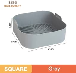 Siliconen Hittebestendige Mandset Voor Heteluchtfriteuses | Inclusief Handmand + Hittebestendige Tang (1 Paar) · Gemakkelijk Schoon Te Maken · Geschikt Voor Heteluchtfriteuses Van 5 Liter (grijs) — thumbnail 5
