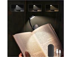 Oplaadbare Boeklamp met Klem - Flexibele 360 Graden Leeslamp met Instelbare Lichtkleur en Helderheid