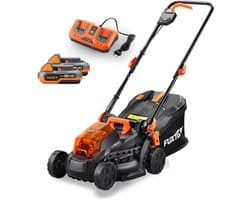 Draadloze Accu Grasmaaier 40V Met 2x20V Accu's en Dubbele Lader - 33cm Maaibreedte