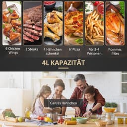 Heißluftfritteuse 4L met 12 Programma's en LED-Touch-Display — thumbnail 4