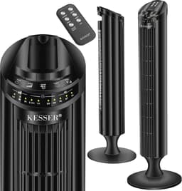 Torenventilator met afstandsbediening | 90° oscillatie | 3 snelheden | 90 cm | Timerfunctie | Geluidsarm | Elegante voetventilator — thumbnail 1