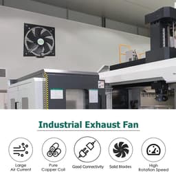 Industriële afzuigkap en ventilator - 16 inch axiale uitlaatblazer voor optimale luchtcirculatie — thumbnail 1