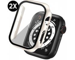 Hoesje geschikt voor Apple Watch Series 4 / 5 / 6 / SE / SE 2 / SE 3 - 40 mm Screen Protector - 2 Stuks - Full Cover Hard Case - Starlight