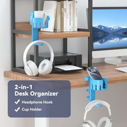 2 in 1 Bureau Koffiebeker Houder met Hoofdtelefoon Hangertje – Onder Bureau Rotatieve Hoofdtelefoon Houder voor Gaming Gadgets — thumbnail 2