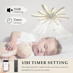 Dimbare Stille Plafondventilator met Verlichting 78cm - Moderne Decoratieve Ventilator voor Woonkamer en Slaapkamer — thumbnail 5