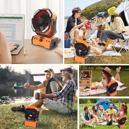Draagbare Campingventilator - 30.000 mAh, Oplaadbaar met Afstandsbediening en LED Licht - Ideaal voor Buiten, Reizen en Thuisgebruik — thumbnail 4