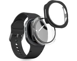 kwmobile 2x cover geschikt voor Samsung Galaxy Watch 8 (40mm) - Fitnesstracker cover van gehard glas en kunststof frame set transparant / zwart