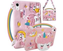 Kinderen iPad Hoes Compatibel voor 11e en 10e Generatie - Schokbestendige Siliconen Eenhoorn met Handvat en Schouderriem