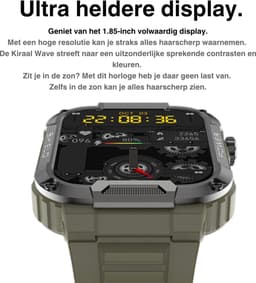 Kiraal Wave - Mannelijke Elegantie - Robuust Smartwatch Ontwerp - Android & iOS - Stijlvol Leger Groen Design — thumbnail 3