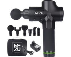 MEZU Massage Gun - 6 Opzetstukken - 30 standen - Spiermassage - Sport en Ontspanning - Massage apparaat - Massage pistool - Professioneel - Draadloos - Zwart
