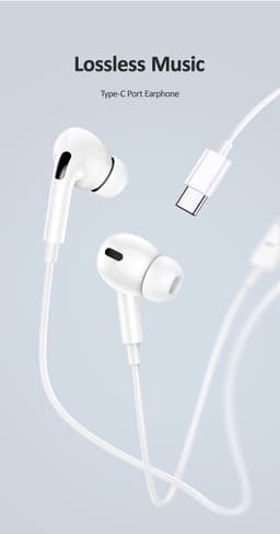 USAMS EP-41 Serie - USB-C Stereokoptelefoon - Wit - Ergonomisch Ontwerp — thumbnail 2