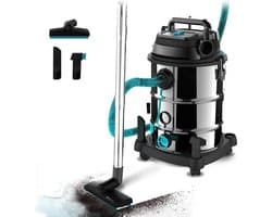 Cecotec Conga Rockstar Wet & Dry Steel Pro, 30 l, 1600 W, 23 kPa, afvoersysteem, stofzuiger en ventilator, metalen frame, wielen