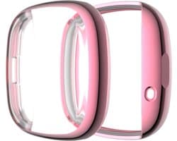 By Qubix - Geschikt voor fitbit Versa 3 / Sense Soft TPU case (volledig beschermd) - Roze