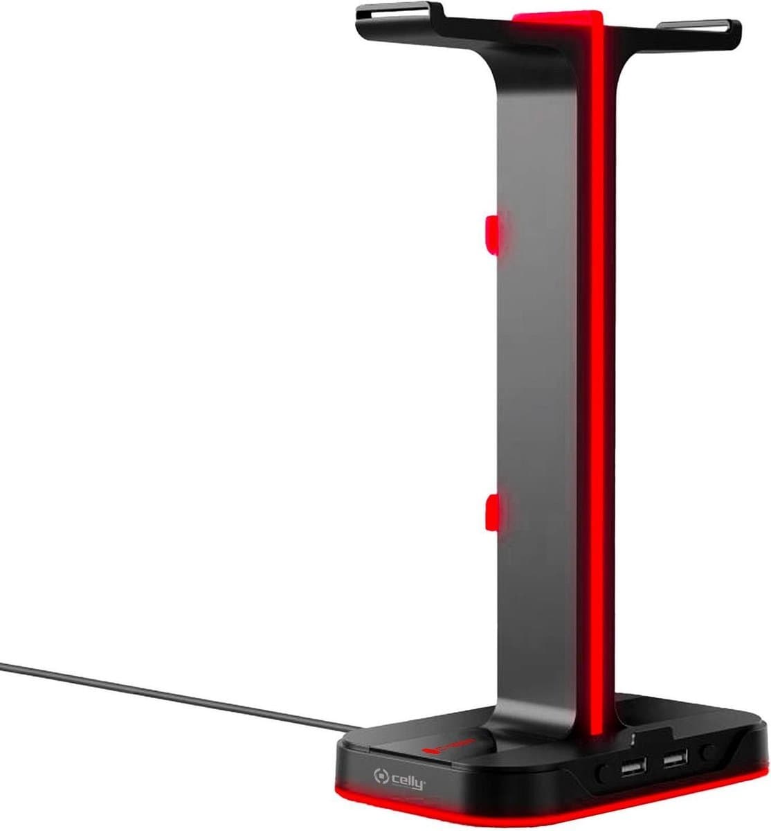 Celly CyberStation Headset houder - Koptelefoon standaard met USB poorten - RGB instelbaar - Zwart — afbeelding 1