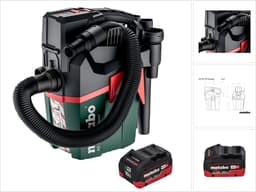Metabo AS 18 L PC Compact accustofzuiger 18 V 6 l IPX4 stofklasse L nat en droog + 1x accu 10,0 Ah - zonder oplader — thumbnail 1