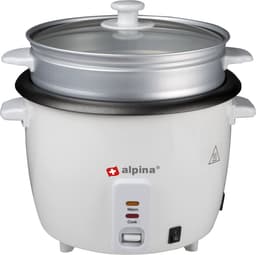 Alpina Rijstkoker - 1,8 Liter - 700 Watt - Stomer voor Groente - Warmhoudfunctie - Wit — thumbnail 1