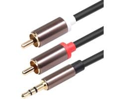 Aux naar Tulp - Subwooferkabel - 3.5 Audio Jack naar RCA Kabel - 1.8 Meter - 3.5mm Male Aux Jack naar 2 RCA Male Audio Kabel - Aux Kabel voor Versterker, Hi-Fi Systeem, Soundbar, Home Theater, TV, Autoradio, Laptop, Mixer, DJ Conroller, Smartphone