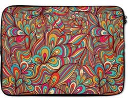 Laptophoes 13 inch - Design - Jaren 70 - Fantasy - Kleur - Laptop sleeve - Binnenmaat 32x22,5 cm - Zwarte achterkant