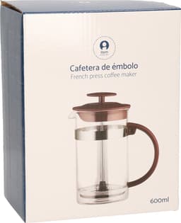 Cafetiere French Press koffiezetter bamboe - 600 ml - Koffiezetapparaat voor verse koffie - 16 x 9 x 18 cm — thumbnail 2