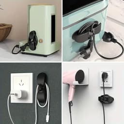 2 Zelfklevende Kabel Houder Clips - Kabel Management Organizers voor USB Kabels, Draden, Mixers, Koffiemachines, Air Fryers & Keuken Apparaten - Geschikt voor Thuis, Kantoor of Auto - kleur Wit — thumbnail 3