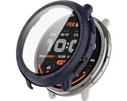 Strap-it Hard case hoesje met screenprotector - geschikt voor de Amazfit Active 2 (donkerblauw)