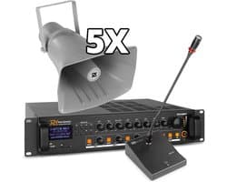 100V Bluetooth omroepinstallatie voor sportvelden, fabriekshallen, bruggen / sluizen, etc. - 200W - 4 zones per zone in volume regelbaar