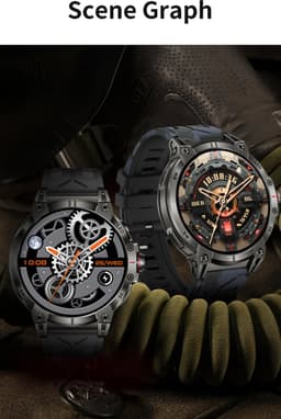 Knobbout 1.85 inch HD Sport Smartwatch - 760mAh Battery -Voorzien van GPS, AI-assistent & Bluetooth-bellen -Alles-in-één: Gezondheid, sport, communicatie & lifestyle-Stijlvol, slim en volledig aanpasbaar aan jouw leven-Zwart staal+ rubber horlogeband — thumbnail 12
