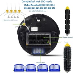 Accessoires voor veegmachines - Filter en borstel set - geschikt voor iRobot Roomba 600 series 605 615 616 620 621 630 635 650 652 660 665 671 680 690 691 695 — thumbnail 4