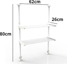 CHIWIN Magnetron Rek Uitschuifbaar - Keukenkast voor Magnetron - Magnetron Opbergrek - Magnetronkast - Keuken Organizer - met 5 S-vormige Haken - Geen Boren - voor Magnetrons, Koffiezetapparaten, Airfryers, Oven - Wit — thumbnail 3