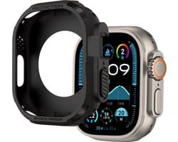 Bandz Robuust TPU hoesje geschikt voor Apple Watch Ultra / Ultra 2 / Ultra 3 - 49mm case van stevig TPU materiaal - Robuuste uitstraling (zwart)