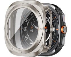 Bandz hard case met screen protector geschikt voor Samsung Galaxy Watch Ultra / Ultra 2025 - hoesje van polycarbonaat materiaal - Full cover case met screenprotector (titanium kleur)