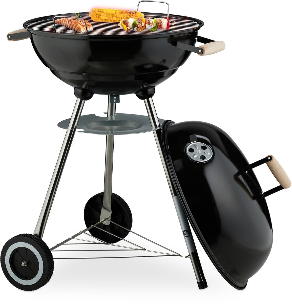 kogelbarbecue Ø 44 cm - met wielen - deksel - luchtrooster - asvanger — afbeelding 1