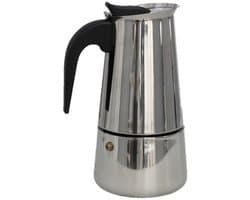 Gerimport Espresso koffiemaker - voor 4 kopjes - Percolator - RVS - zilver - 16 cm - Mokkakan