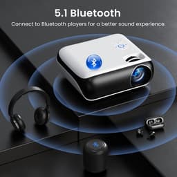 SnelShoppen - Mini 4K Projector Draagbare Projector met Native 1080P, Bluetooth 5.1, Perfect voor Buiten, Compatibel met TV-Stick, Smartphone, Laptop, — thumbnail 3