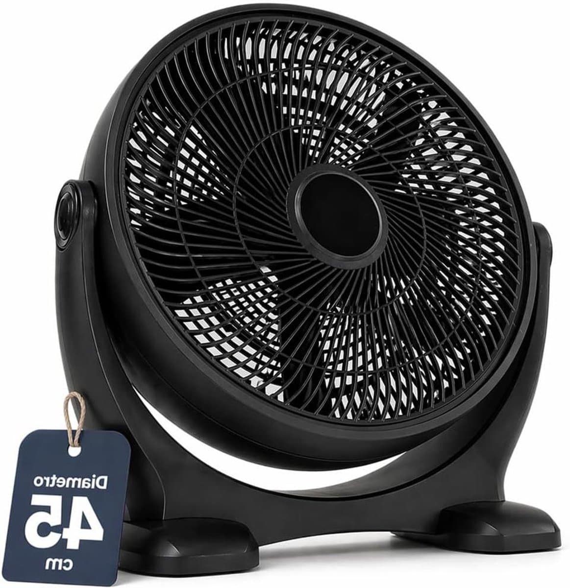 Staande Ventilator - Vloerventilator Peer - Ruimte Koelen - Robuuste Stalen Constructie - 45 cm Blad - Zwart — afbeelding 1