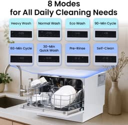 Tafelmodel Vaatwasser 6 Couverts – 8 Programma’s – 30 Min Snelprogramma – 24 U Startuitstel – 70°C Reiniging — thumbnail 4