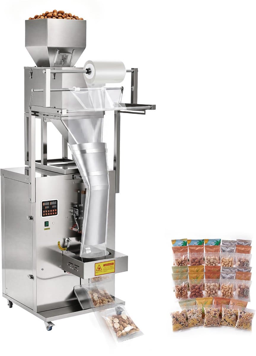 VEVOR Poederverpakkings- en Vulmachine, Volledig Automatische Vulmachine, 10-999 G. Intelligent Wegen, Vullen en Verpakken, Roestvrij Staal, Vrijstaand Model, Ideaal voor Noten, Zaden, Koffiebonen, Specerijen en Granen — afbeelding 1