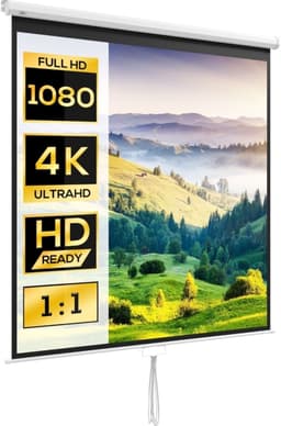 COVREO Projectiescherm 99 inch 178 x 178 cm wit, kunststof met hoogteverstelling — thumbnail 2