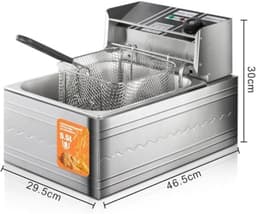 Elektrische Friteuse - Friteuse met mand Olie frituurpan - Grote porties frituren - Afneembare onderdelen - 55 liter - Zilver — thumbnail 2