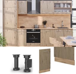 Vaatwasserfrontpaneel - Paneel voor vaatwasser - Keuken Integratie - Volledig Geïntegreerd - 45 cm breed - Artisanaal eiken — thumbnail 3