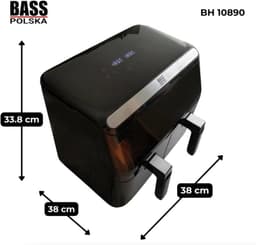 Dubbele Airfryer - Heteluchtfriteuse Dubbel - Gezond Koken - Dubbele Zone Technologie - 85 Liter - Zwart — thumbnail 4